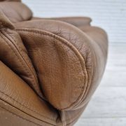 1970s, Scandinavian swivel chair, original condition, brown furniture leather.