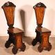 pair of stools in walnut and marquetry - 19th century