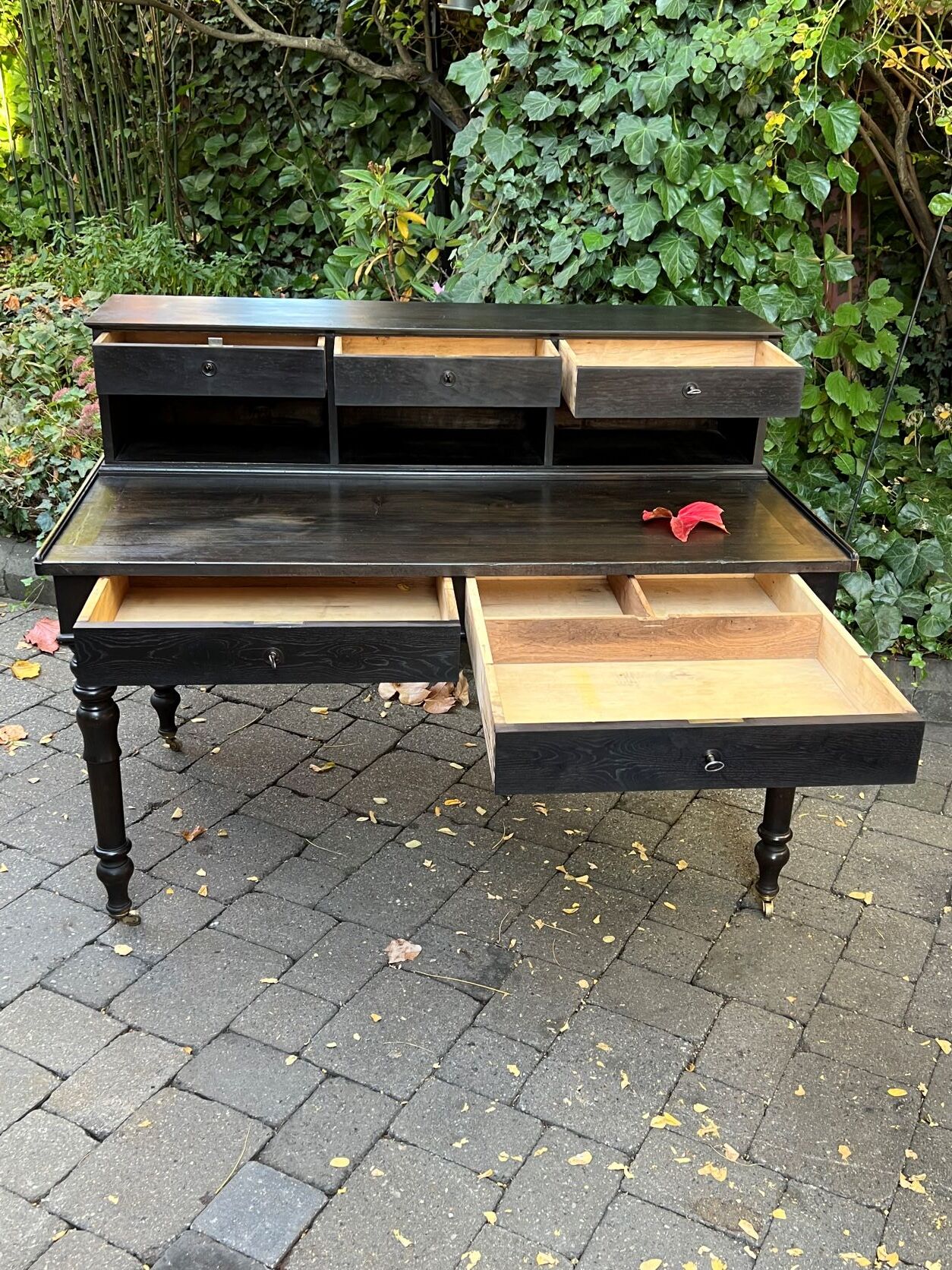 Flat desk louis philippe style in blackened pear tree