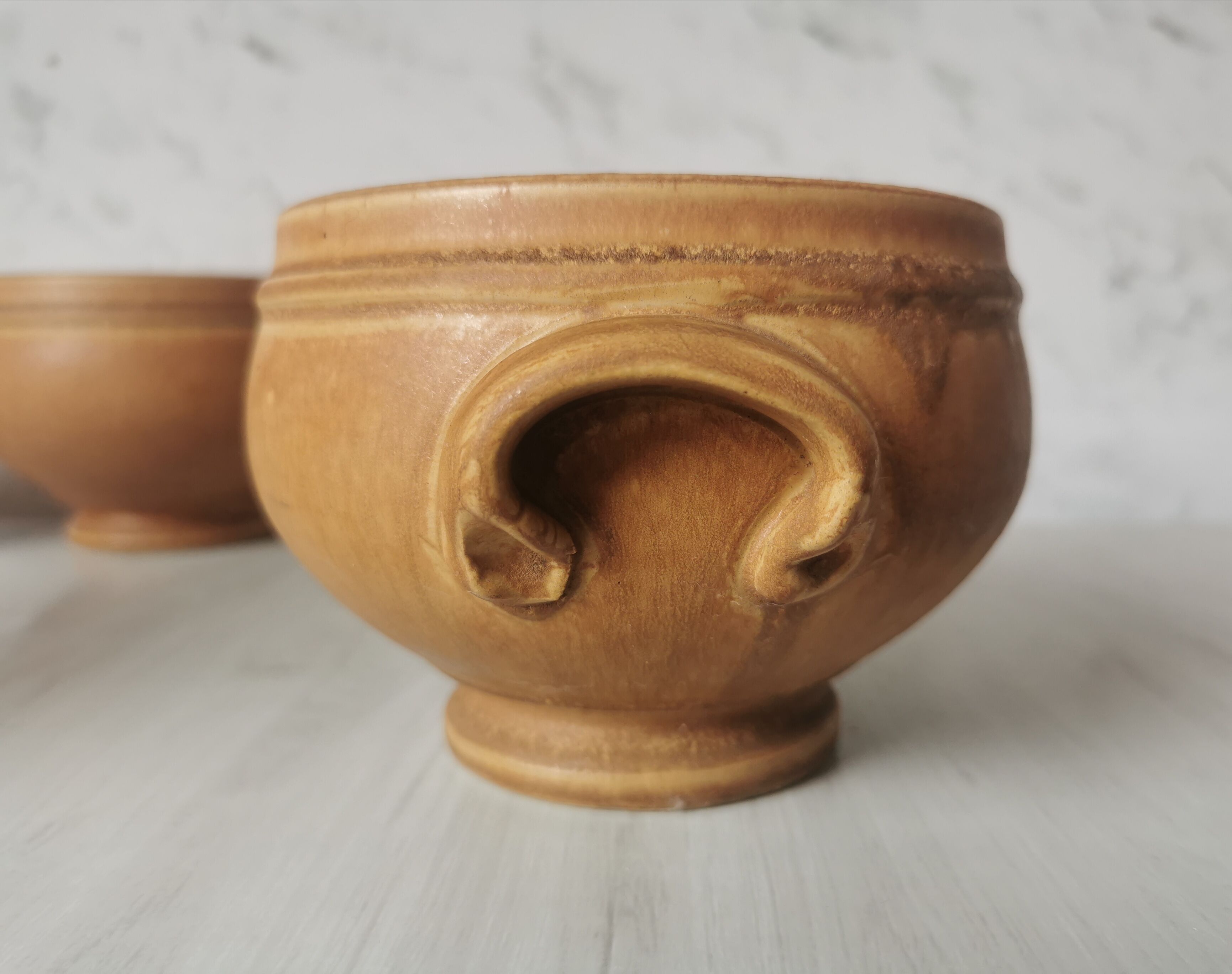 Vintage eared sandstone bowls