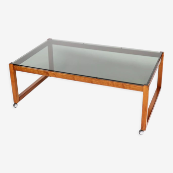 Teak coffee table and smoked glass