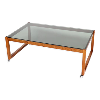 Teak coffee table and smoked glass