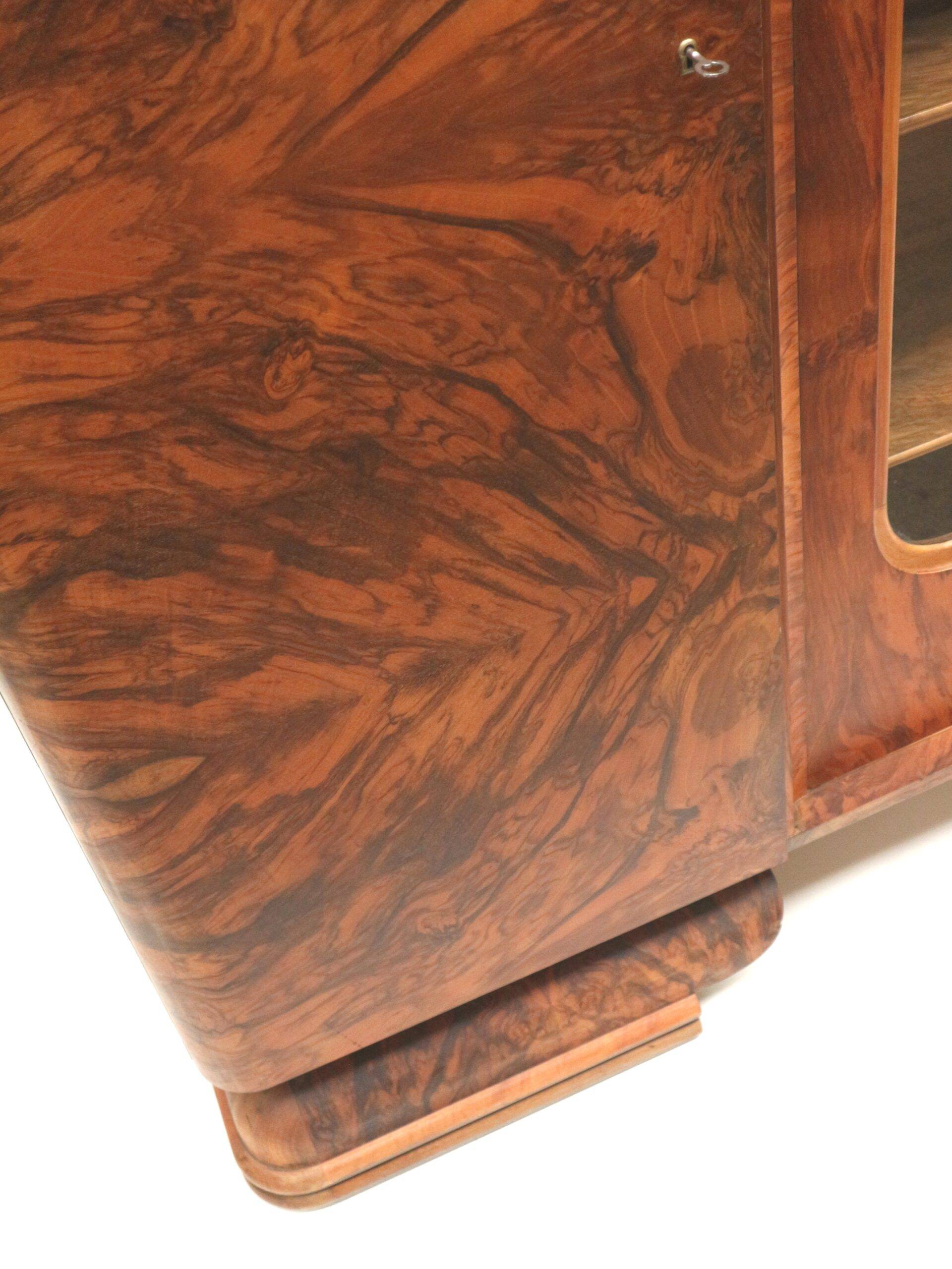 Large vintage burl walnut Art Deco cabinet made in the 1930s