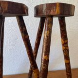 Brutalist wooden stools from the 60s