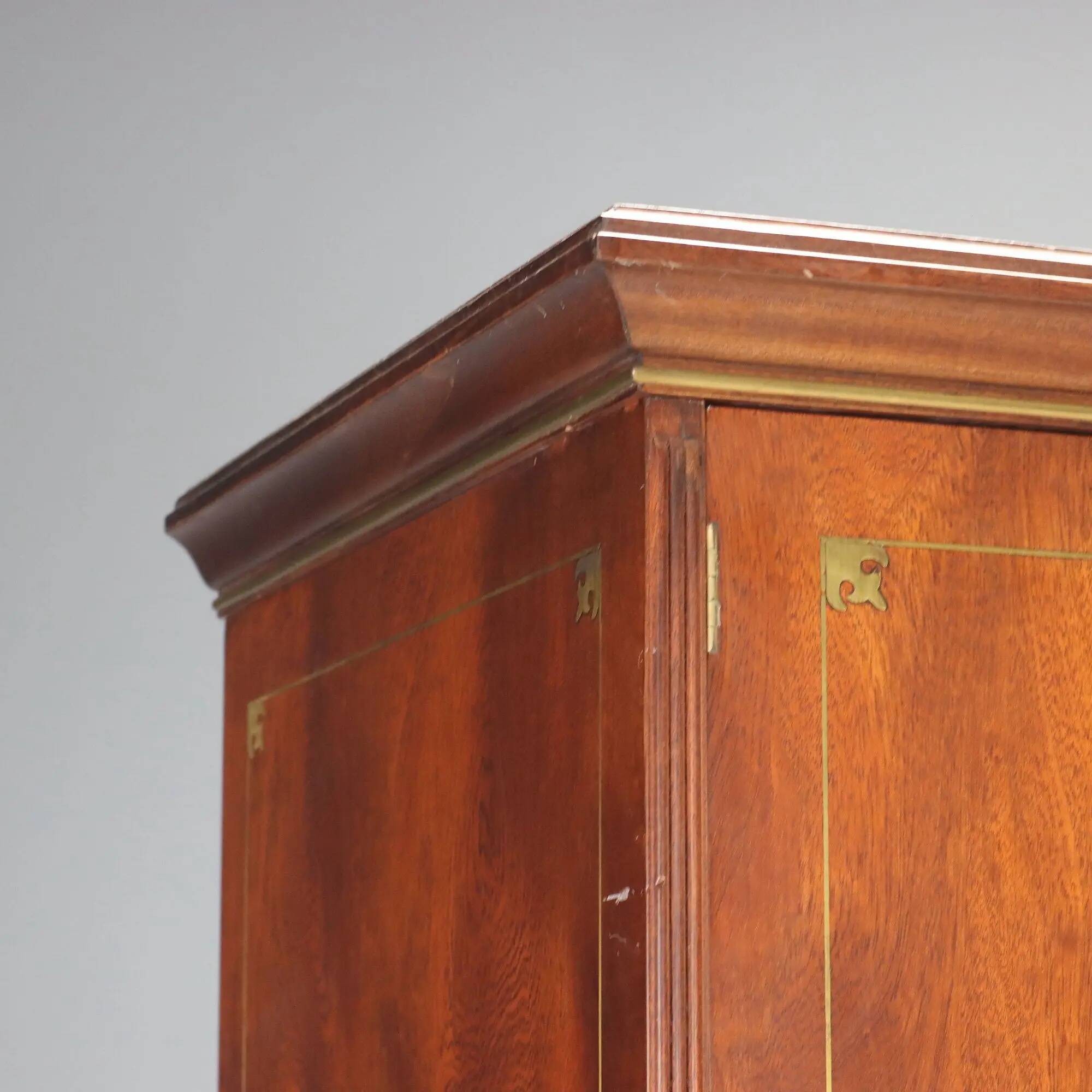 Antique mahogany and brass wardrobe, United Kingdom, 20th century