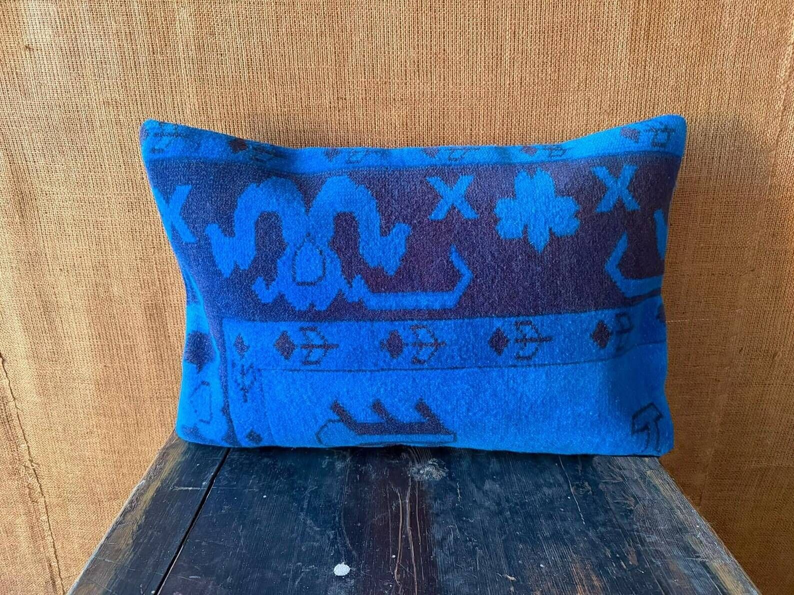 Vintage Turkish Wool Dragon Pillow, Kilim Lumbar Cushion Cover