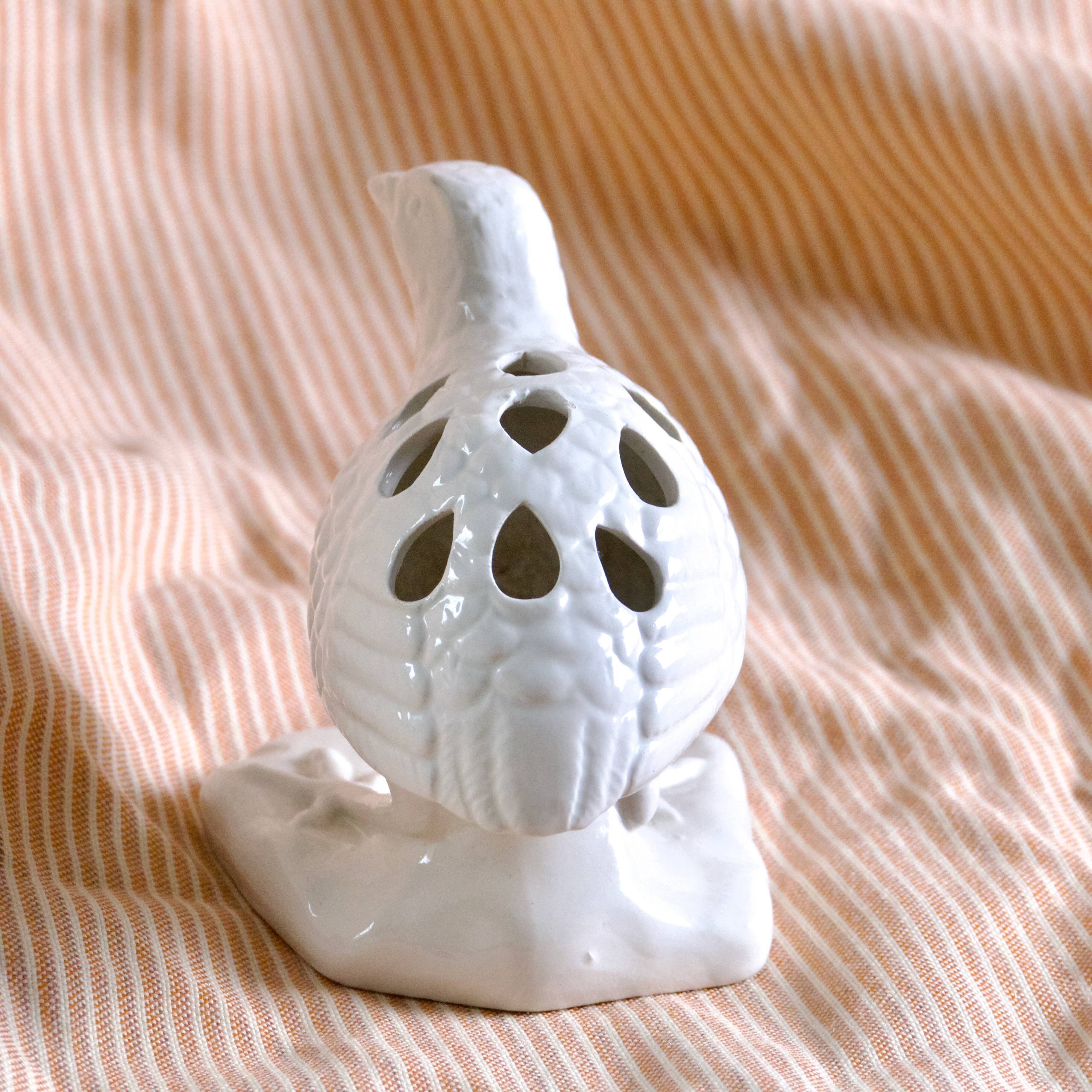 Antique zoomorphic earthenware bird flower picker