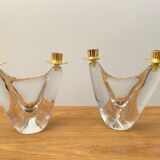 Pair of candlestick crystal Schneider France vintage 60s tbe