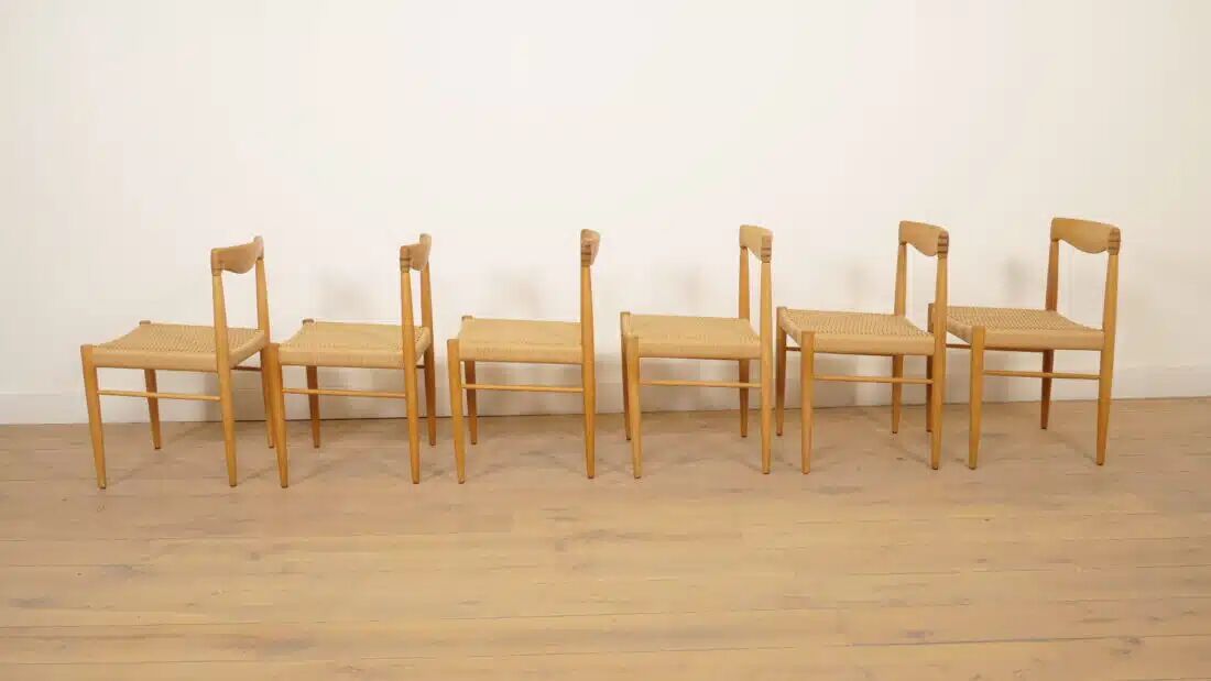 6 x dining chair | Bramin | H.W. Klein | Soaped oak | Restored