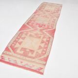 3x10 Soft Pink Turkish Vintage Runner Rug, 97x324Cm