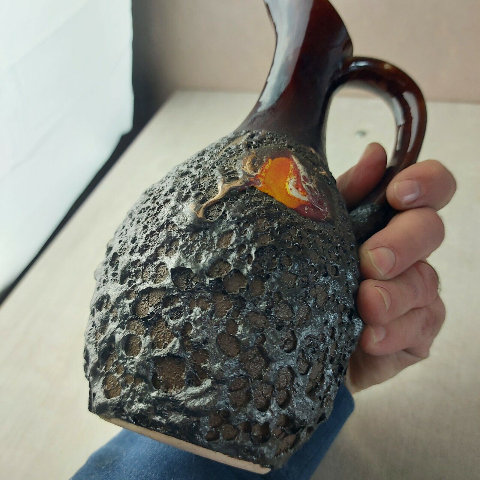 Liquor service in ceramic of Vallauris Fat Lava