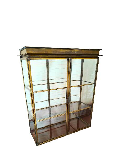 Vintage Mid Century Handmade Brass Wall Vitrine