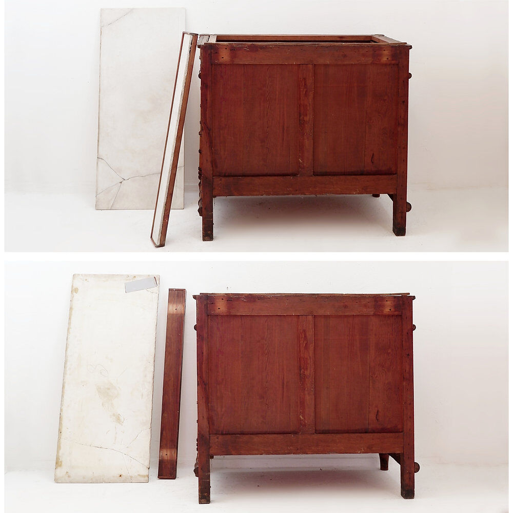 Bamboo-style commode with marble top - Late 19th century