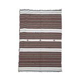 Vintage Handmade Weaved Brown Striped Algerian Rug 1980s Throw Cotton