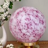Vintage pink and white glass globe table lamp