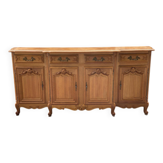 Louis XV sideboard in solid blond wood and marquetry