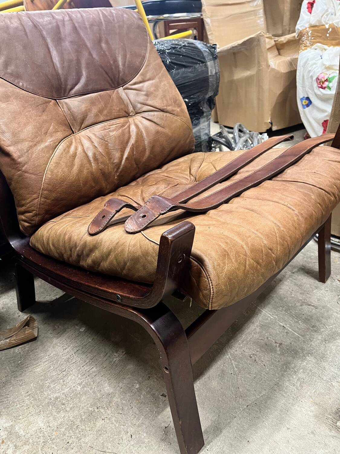 Scandinavian leather armchair, Norway, 1960