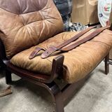 Scandinavian leather armchair, Norway, 1960