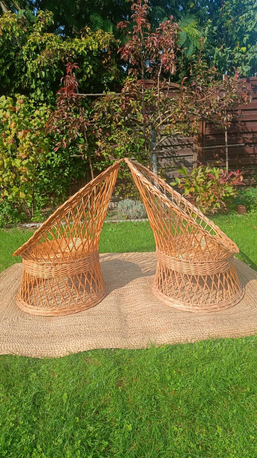 Rattan and wicker basket chairs