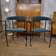 Pair of vintage suede chairs with metal legs from Arper.