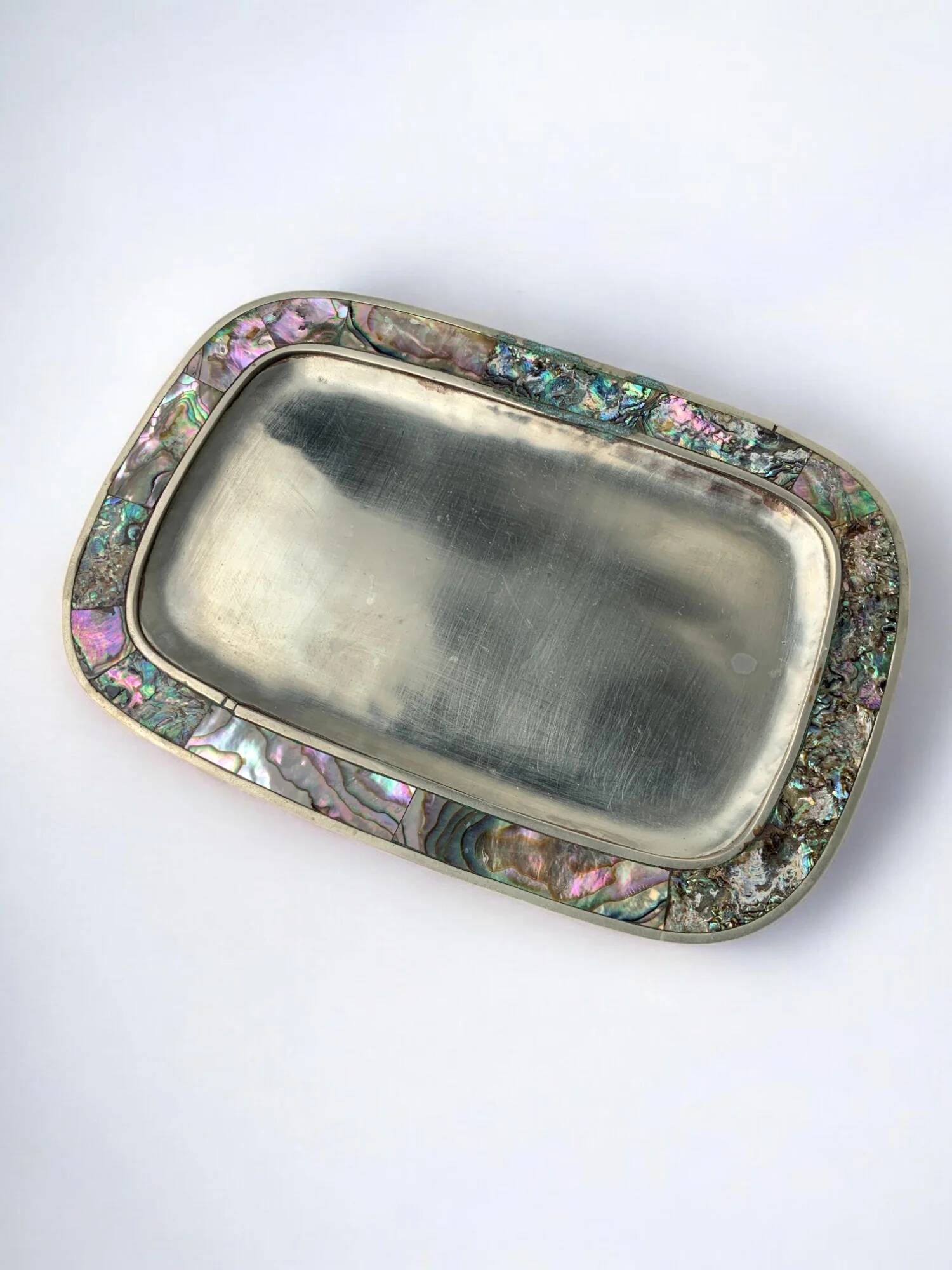 Abalone shell & alpaca tray, Mexico, circa 1970s