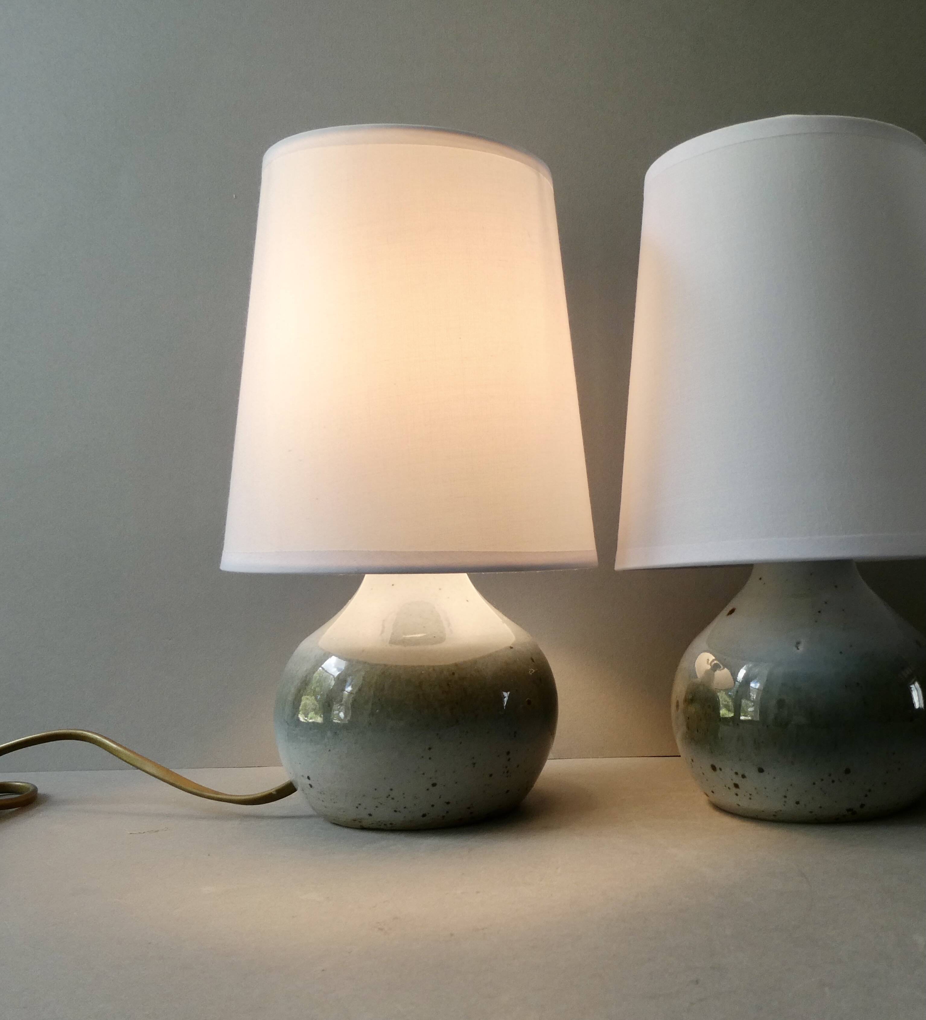 Pair of glazed ceramic lamps, 1970s-1980s