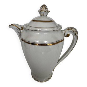 Vintage porcelain coffee pot from Limoges, former royal factory.