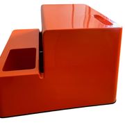 Ozoo Space Age orange storage bench, design by Marc Berthier, 1970s.
