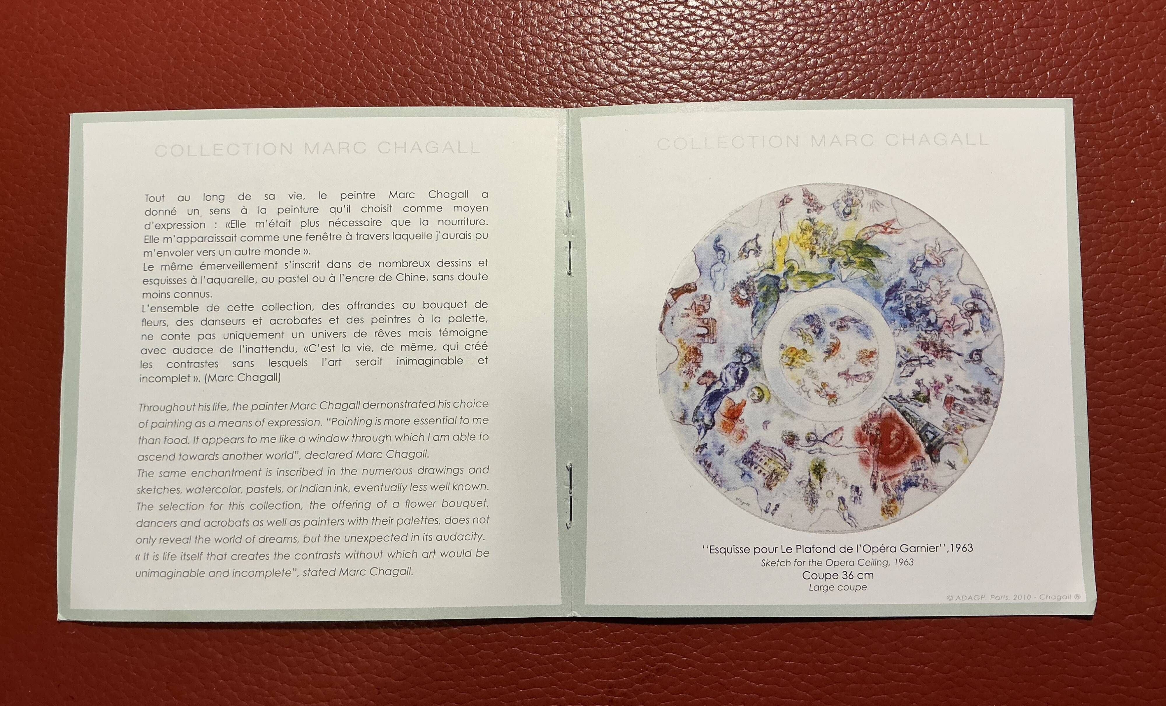 Plate 36 cm - Bernardaud Marc Chagall - The dome of the Opéra de Garnier