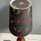 Danish Teak floor lamp with Black and Red , Yellow shade 1960s