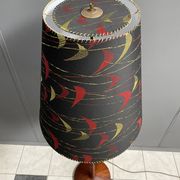 Danish Teak floor lamp with Black and Red , Yellow shade 1960s