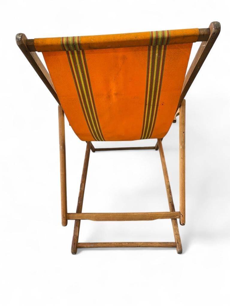 Chaise de jardin pliante vintage orange / chaise de plage