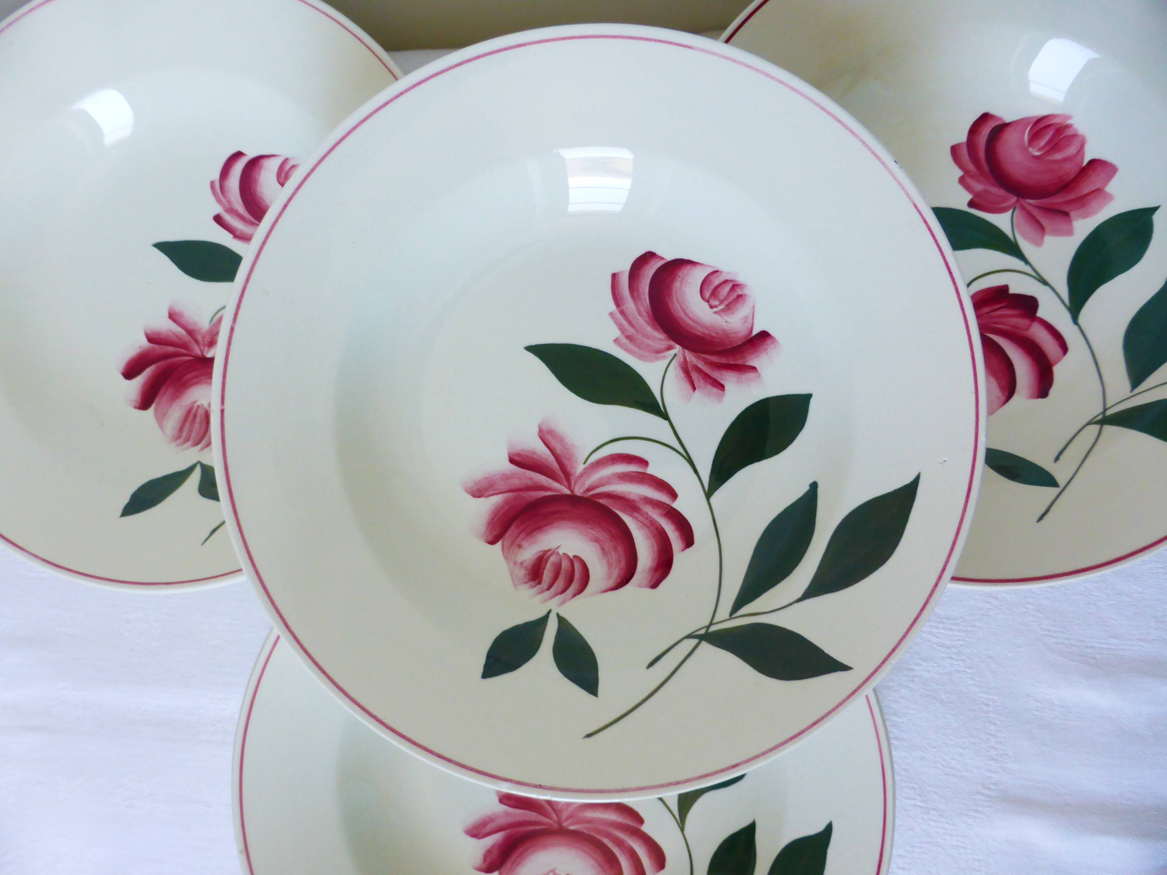 Set of 4 soup plates from Printemps Paris, Essonnes model 210619