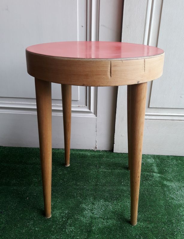 Tabouret Baumann XX hetre and red formica