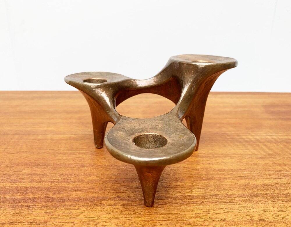 Vintage German brutalist metal candlestick by Harjes.