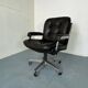 Mid-Century Italian Modernist Leather and Steel Adjustable Desk Chair, 1950s