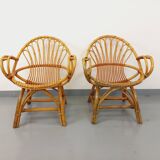 Pair of vintage rattan armchairs from the 60s