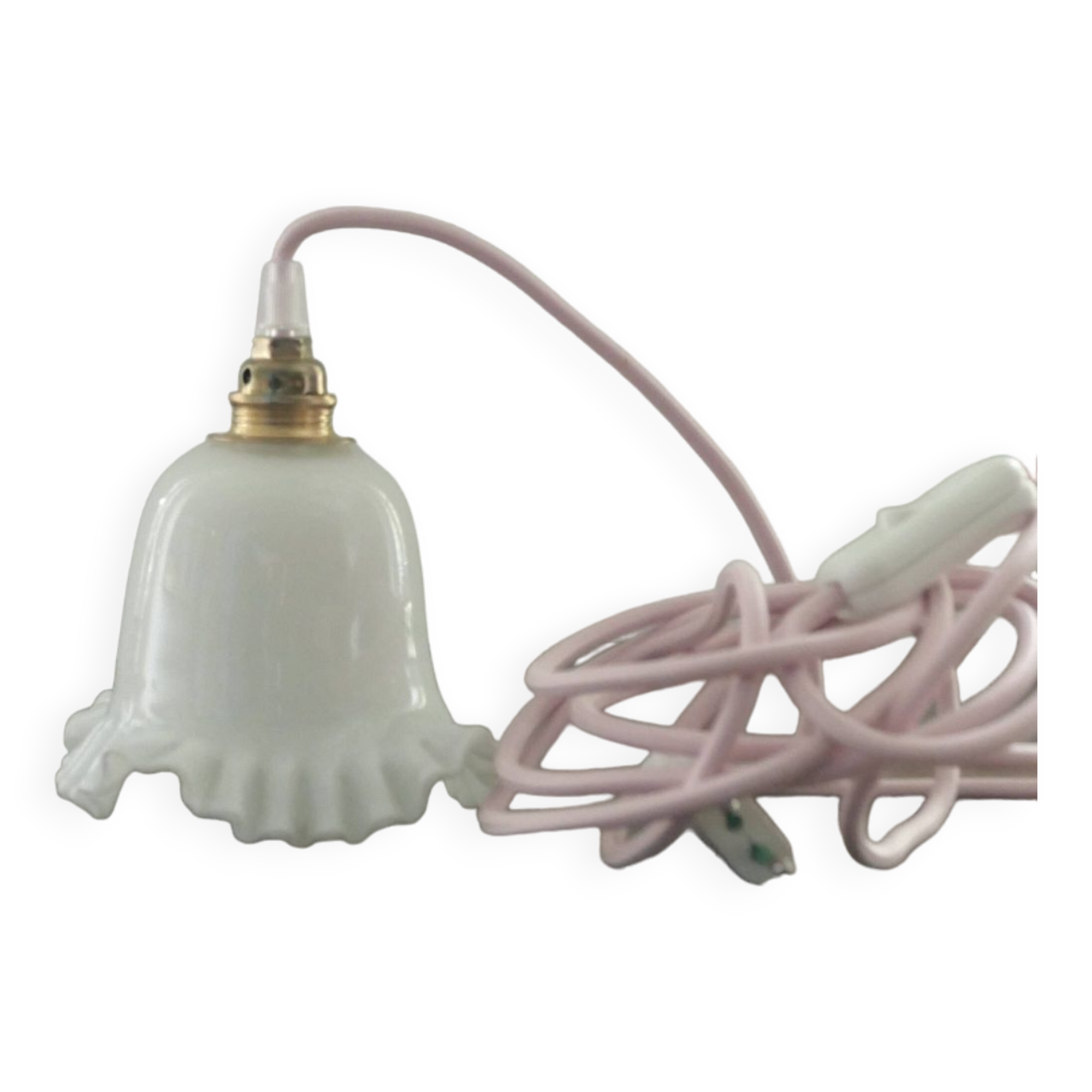 Baladeuse vintage en verre opaque blanc
