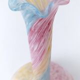 Vintage pastel colors polychrome murano glass flower vase, italy