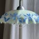 Vintage suspension in white and blue glass with wavy edge D46 H53