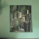 Oil on canvas signed Monique Humbert, abstract composition, wall painting, interior decoration.