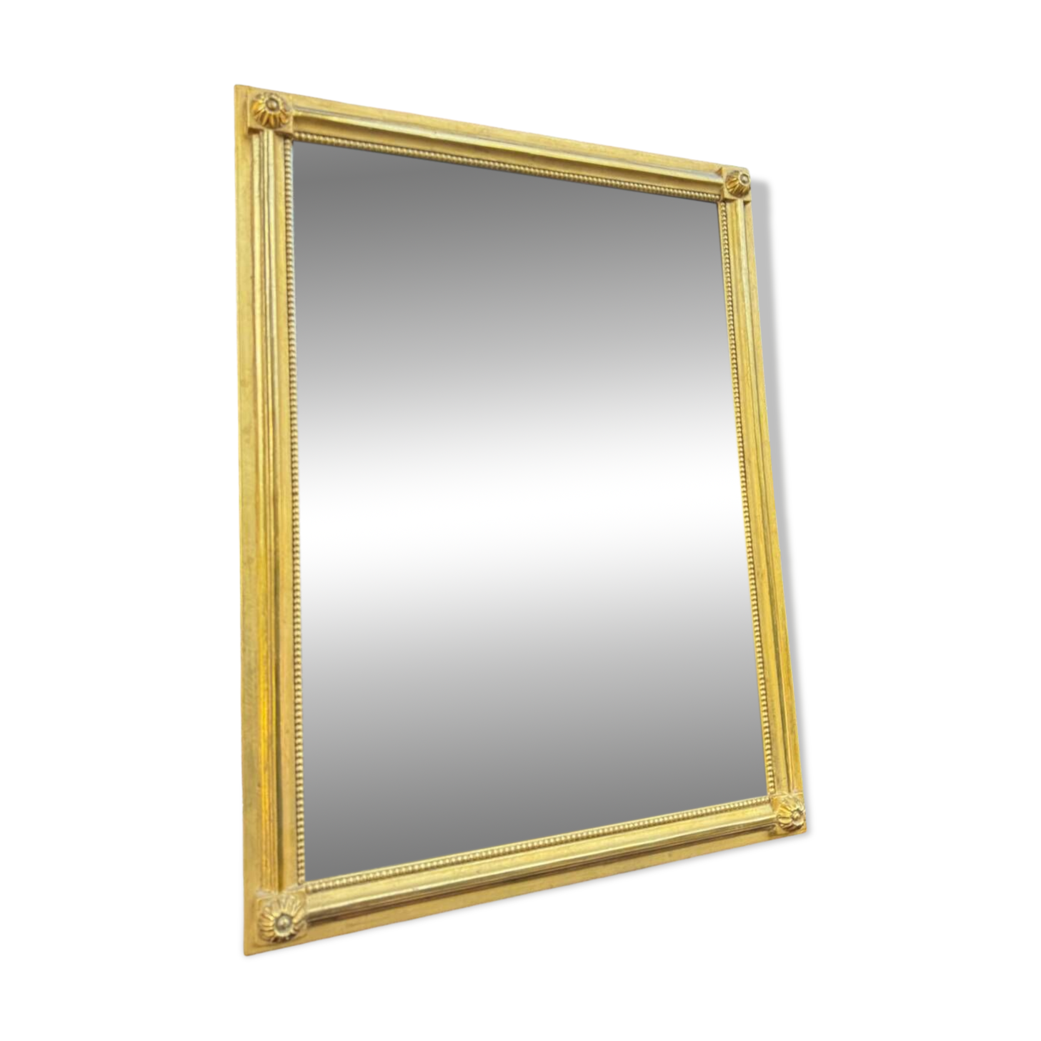 Louis XVI Style Rectangular Mirror In Wood And Golden Stucco