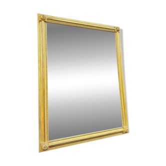 Louis XVI Style Rectangular Mirror In Wood And Golden Stucco