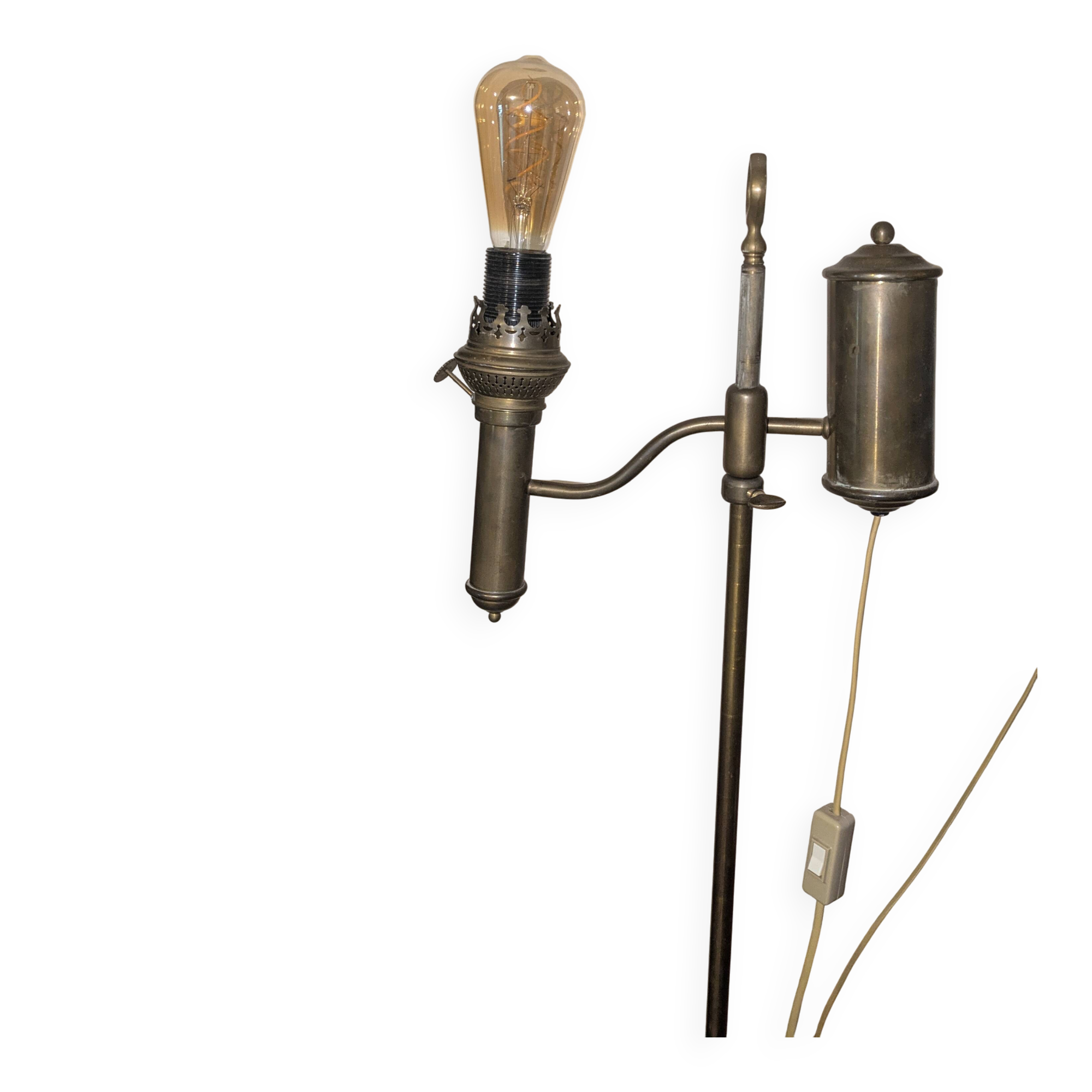 19th Century reading floor lamp - Wild & Wessel burner in solid brass