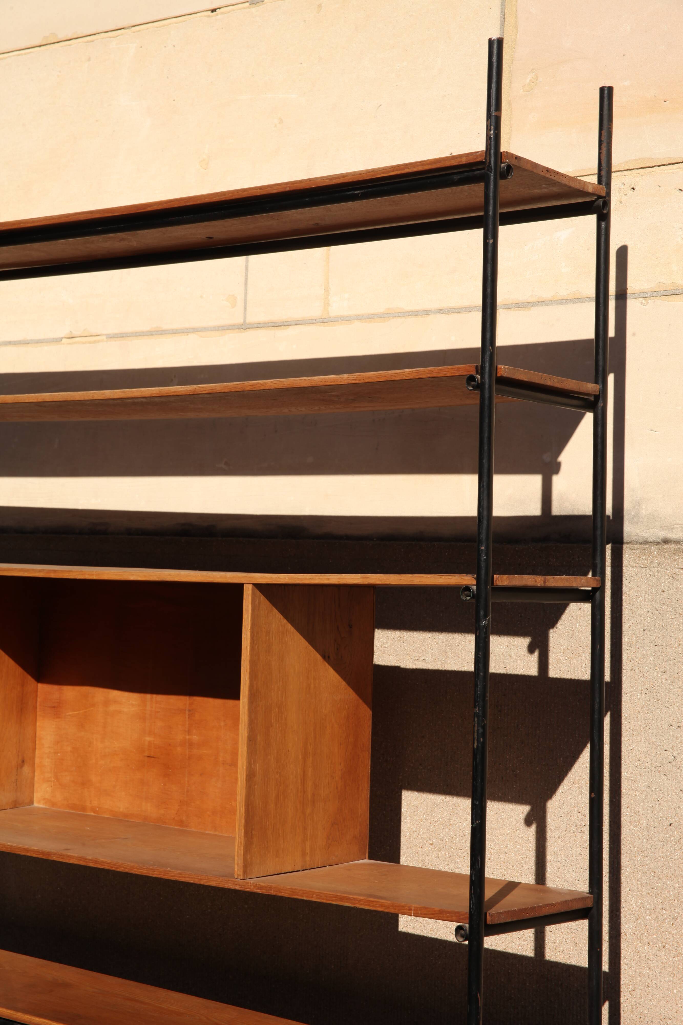 Industrial metal and wood library