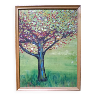 Tree, orchard, oil painting