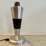 Vintage art deco lamp base, chromed metal and brass, France 1930
