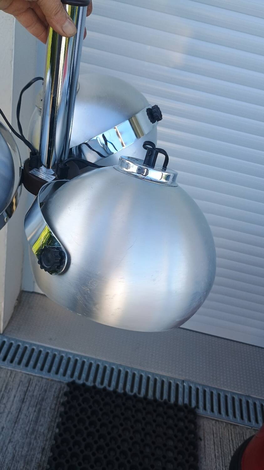 Suspension Lustre Space Age 1970 Eyeball Massive Art Belgium brushed aluminium