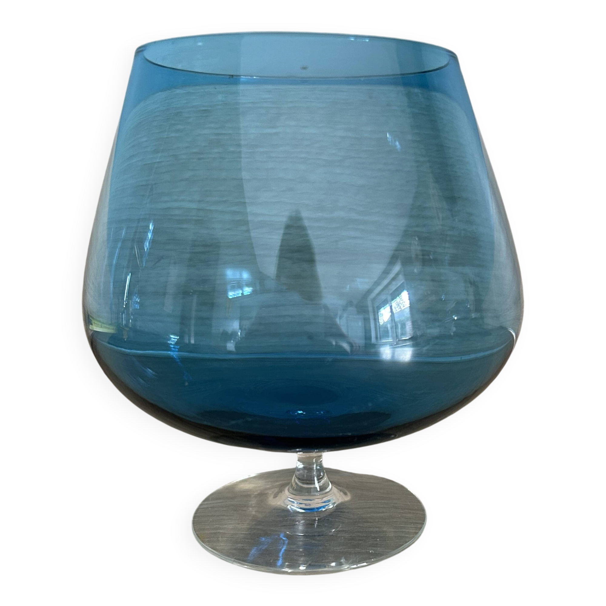 Vase verre bleu