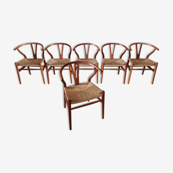 6 "Wishbone" chairs by Hans J. Wegner for Carl Hansen & Son Odense